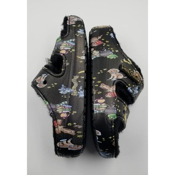 CROCS Black Graphic Furry Sandals - Picture 9 of 13